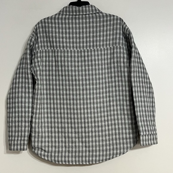 Pacsun Shacket Women's S/XS Gray & White Flannel Button Down Plaid Flap Pockets - Picture 8 of 8